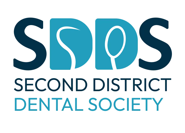 Logo for Second District Dental Society featuring the two "D's" in the logo with dental tools as the negative white space.